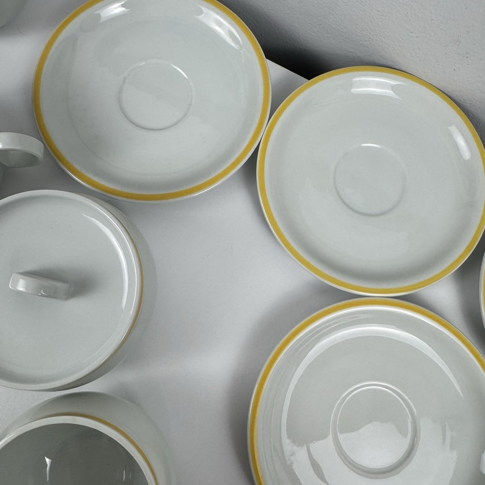 Vtg Vista Alegre Block VA Disco Tea Set Portugal 6 Cups Saucers Cream Sugar MCM - Picture 15 of 16